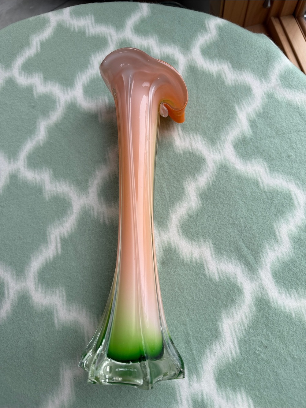 Vintage Italian Murano Jack in the Pulpit Art Glass Vase MCM Orange White Green - Picture 6 of 13
